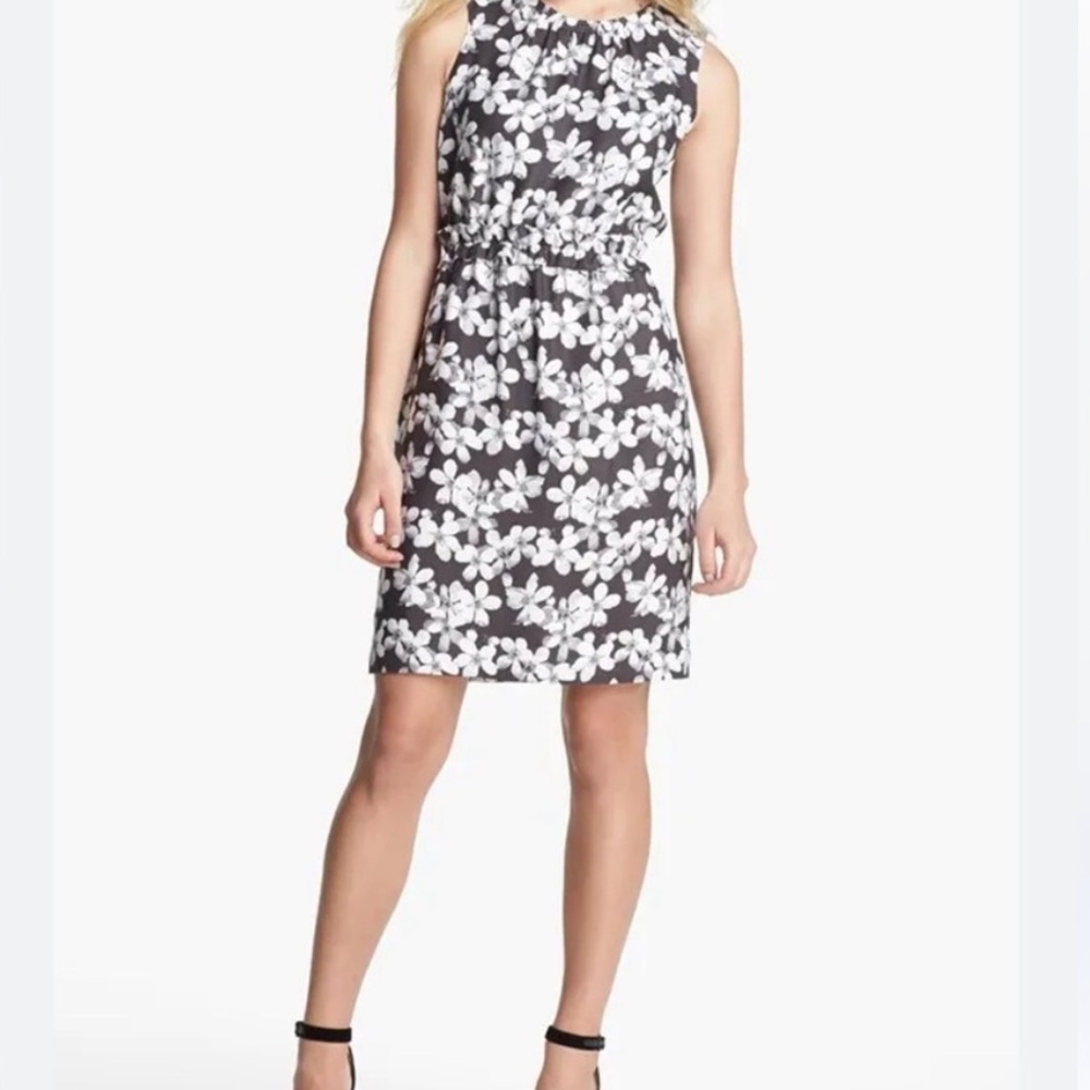 Kate Spade Swanson floral blouson dress gray 8